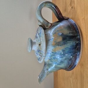 ARTISAN STUDIO ART POTTERY Handcrafted Drip Glazed Teapot, Holds 5 Cups